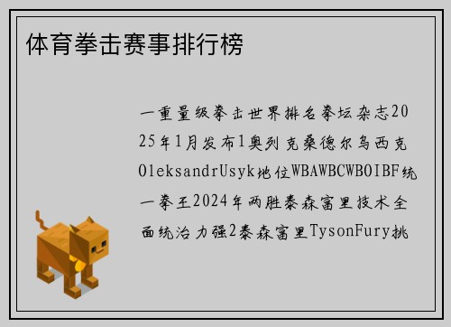 体育拳击赛事排行榜